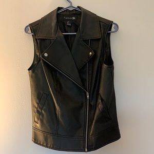 Faux leather sleeveless black vest